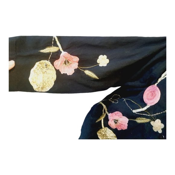 3D Embroidered Shirt Jacket Black Floral Vtg Y2K Tantrums Collection Art to Wear - Picture 12 of 13